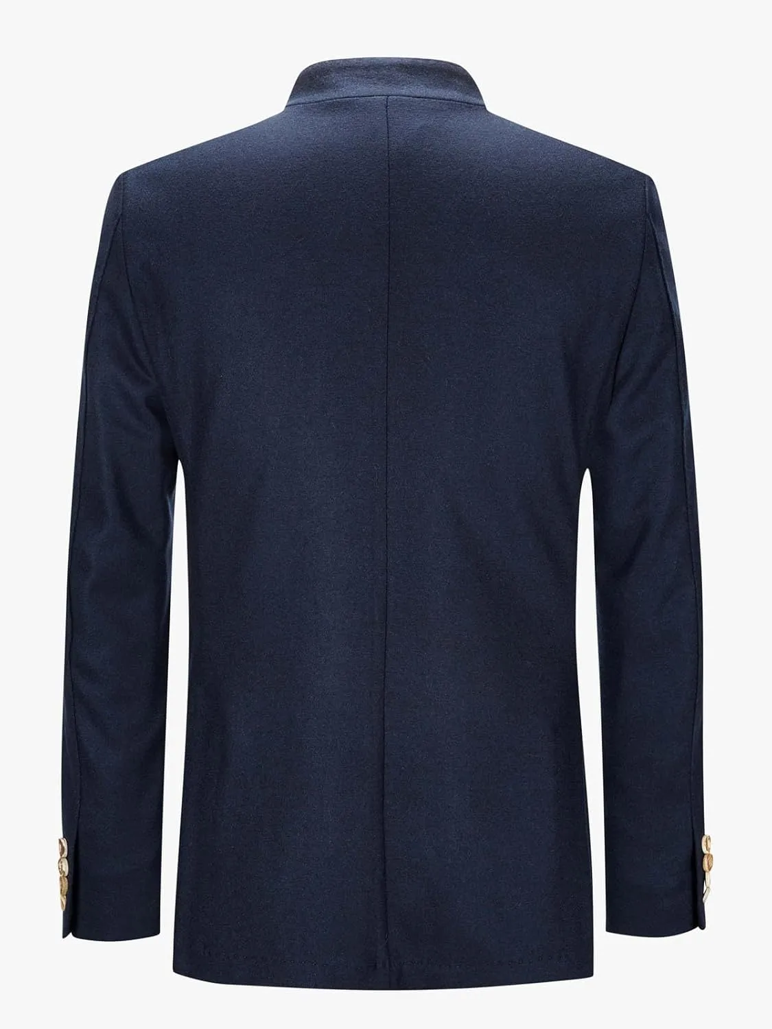 2 Piece Men's Chinese Tunic Suit Stand Collar Slim Fit Suits Front 5 Button Blazer Pant Suits for Men