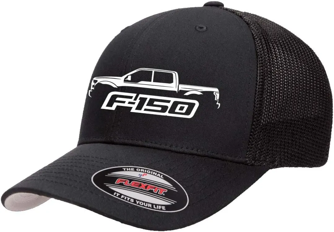 2015-20 Ford F150 Pickup Truck Outline Design Flexfit Trucker Mesh Fitted Cap