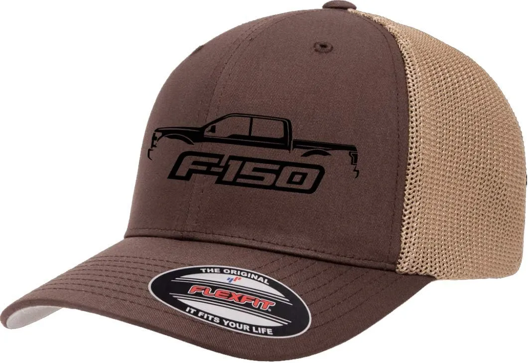 2015-20 Ford F150 Pickup Truck Outline Design Flexfit Trucker Mesh Fitted Cap