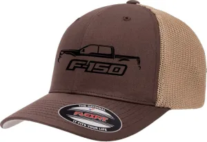 2015-20 Ford F150 Pickup Truck Outline Design Flexfit Trucker Mesh Fitted Cap