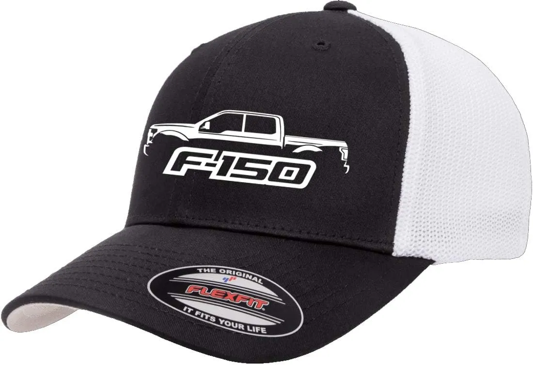 2015-20 Ford F150 Pickup Truck Outline Design Flexfit Trucker Mesh Fitted Cap