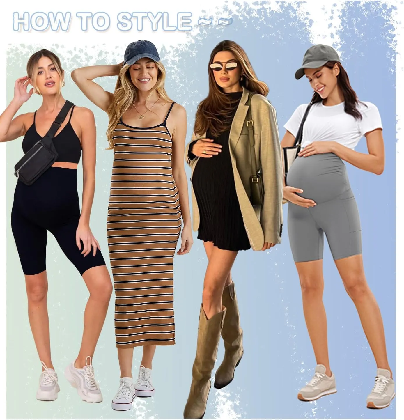 3 Pack Maternity Shorts Over The Belly Pregnancy Biker Shorts Workout Yoga Active Pregnant Pants Pajama with Pockets