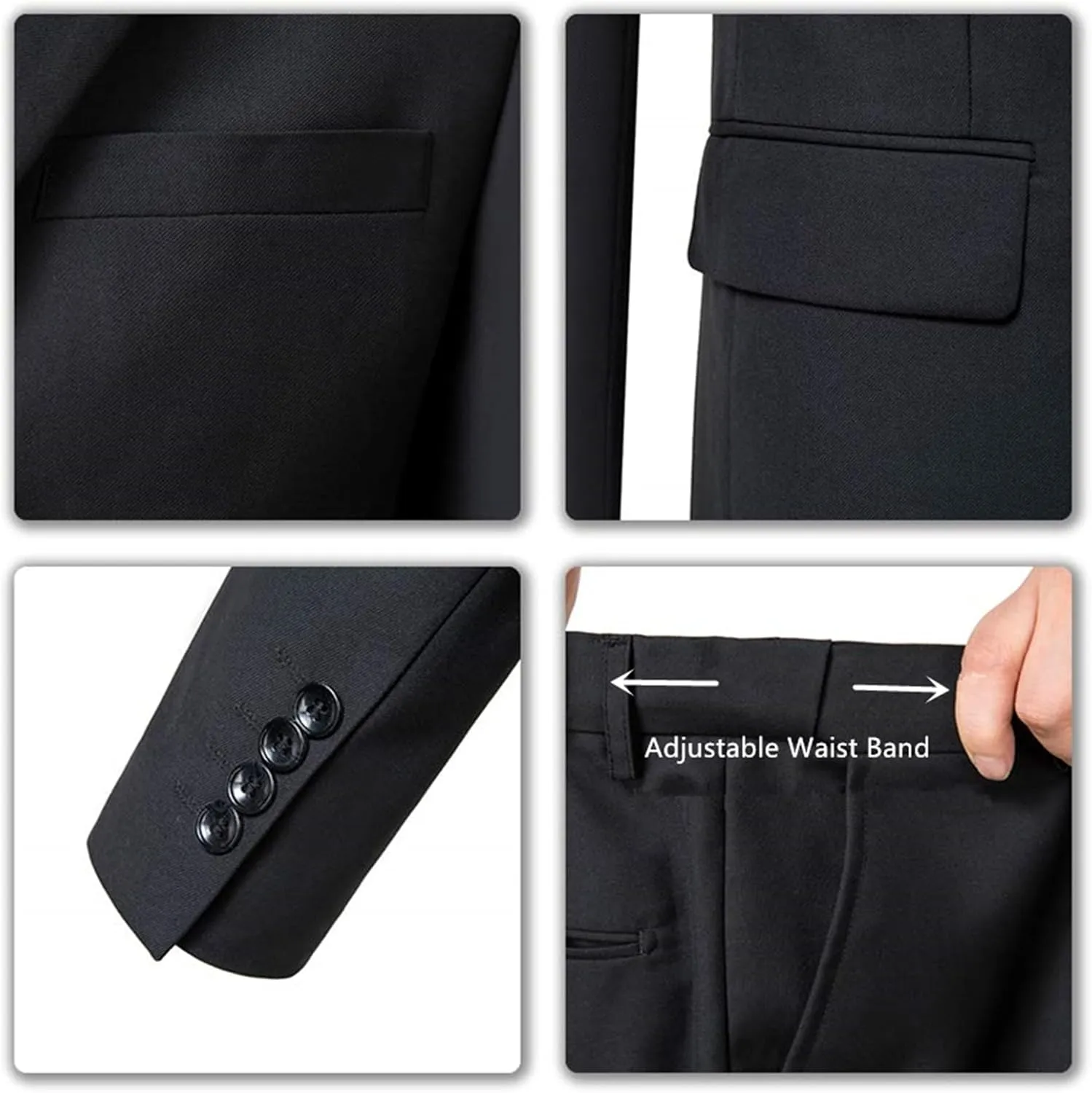 3 Piece Men Slim Fit Suits Wedding Groomsmen Prom Business Suit One Button Blazer Jacket Vest Pants Tuxedo Set