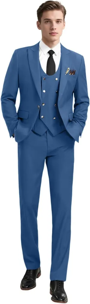 3 Piece Men's Suits Slim Fit Suits Double Breasted Suit Wedding Groomsmen Prom Business Suit Formal Tuxeds Blazer