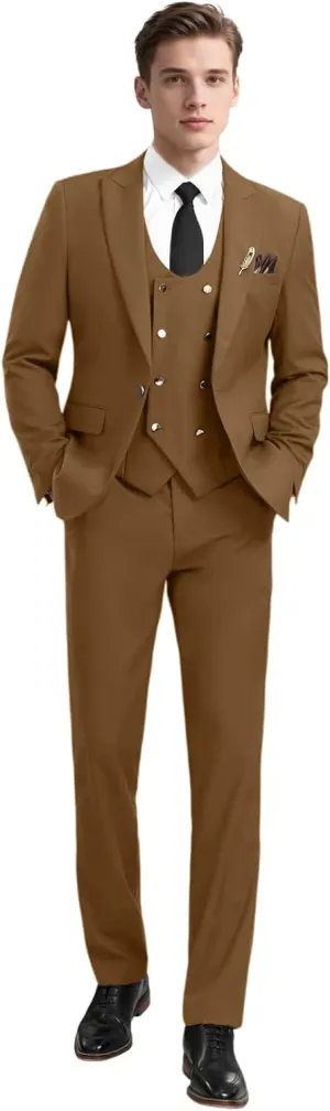 3 Piece Men's Suits Slim Fit Suits Double Breasted Suit Wedding Groomsmen Prom Business Suit Formal Tuxeds Blazer