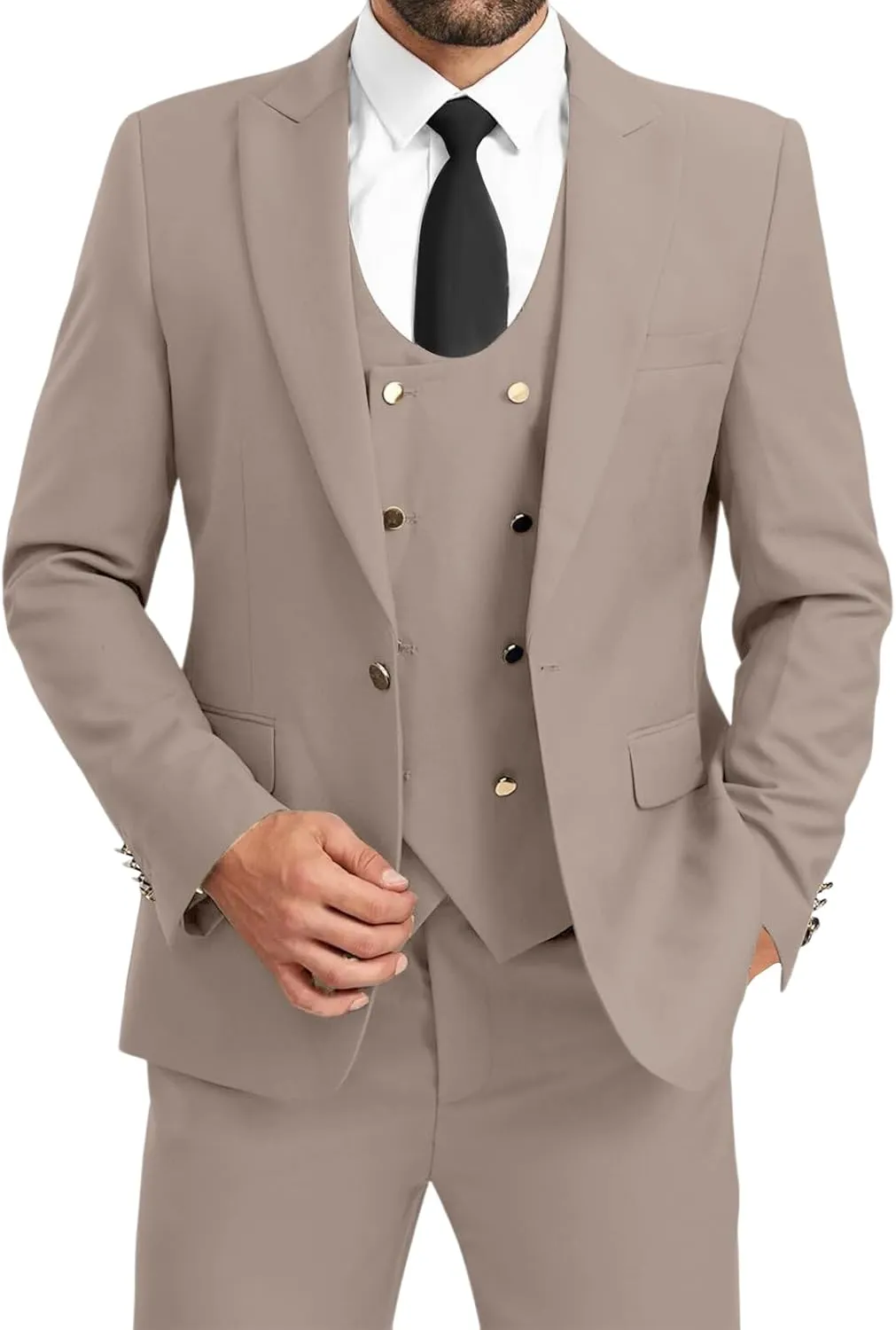 3 Piece Men's Suits Slim Fit Suits Double Breasted Suit Wedding Groomsmen Prom Business Suit Formal Tuxeds Blazer