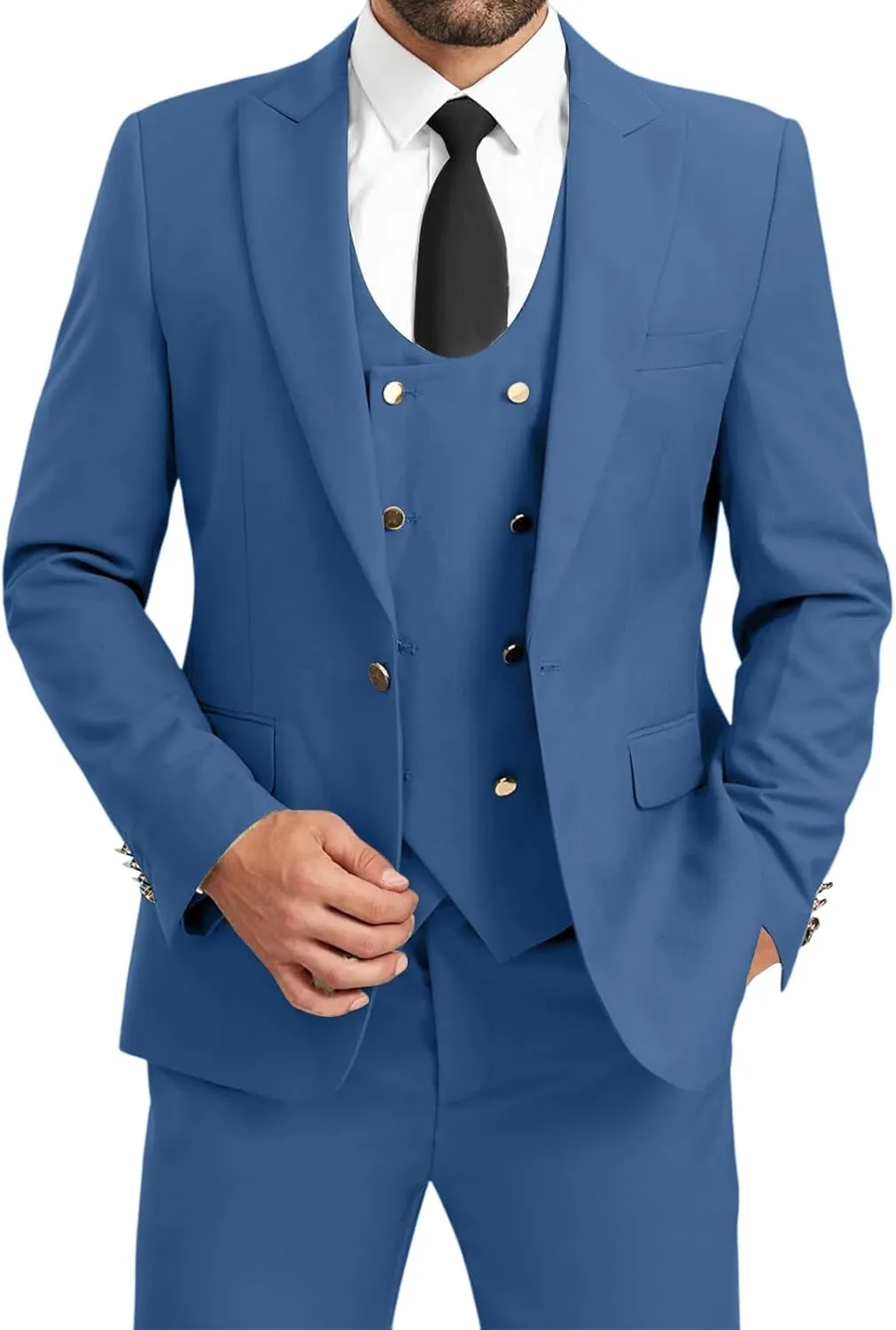 3 Piece Men's Suits Slim Fit Suits Double Breasted Suit Wedding Groomsmen Prom Business Suit Formal Tuxeds Blazer