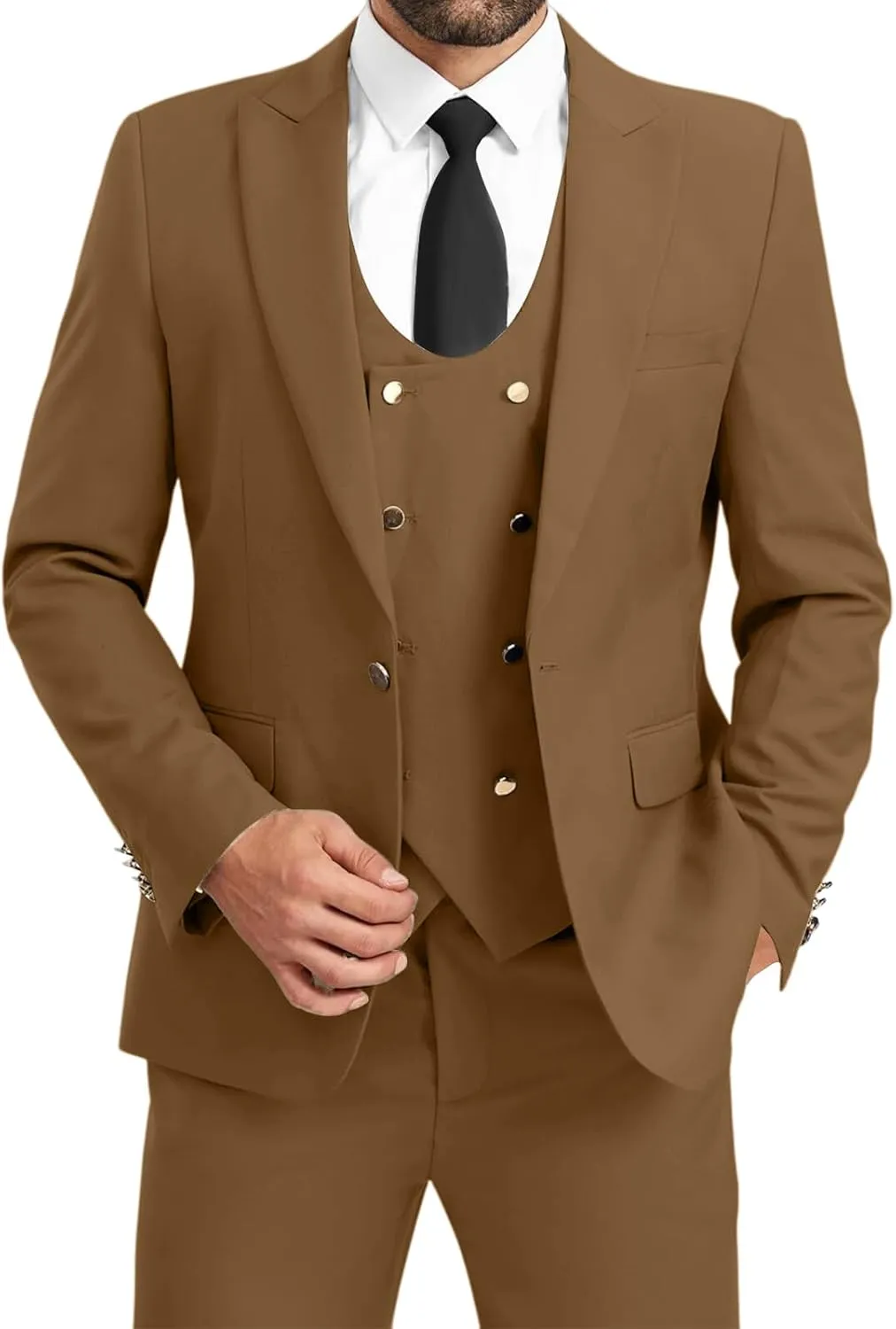 3 Piece Men's Suits Slim Fit Suits Double Breasted Suit Wedding Groomsmen Prom Business Suit Formal Tuxeds Blazer