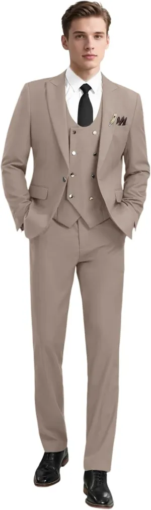 3 Piece Men's Suits Slim Fit Suits Double Breasted Suit Wedding Groomsmen Prom Business Suit Formal Tuxeds Blazer