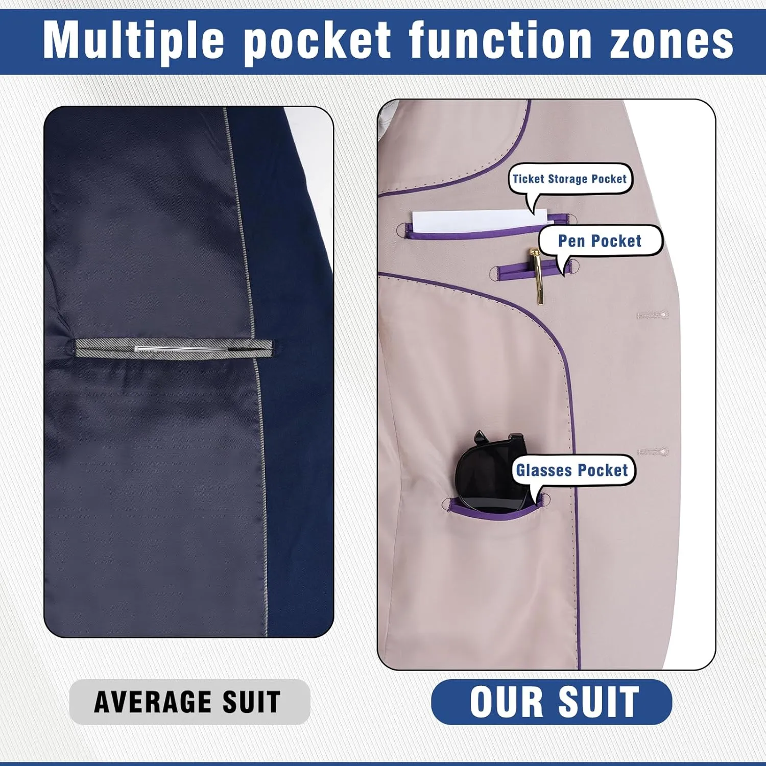 3 Pieces Mens Suit Slim Fit Suits, Two Button Notch Lapel Jacket Vest Pants with Tie for Party/Business