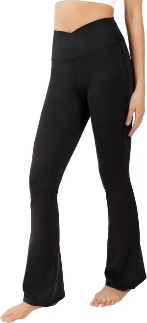 90 Degree By Reflex Squat Proof Flare Leg Yoga Pants with High Crossover Waistband - Black - XS