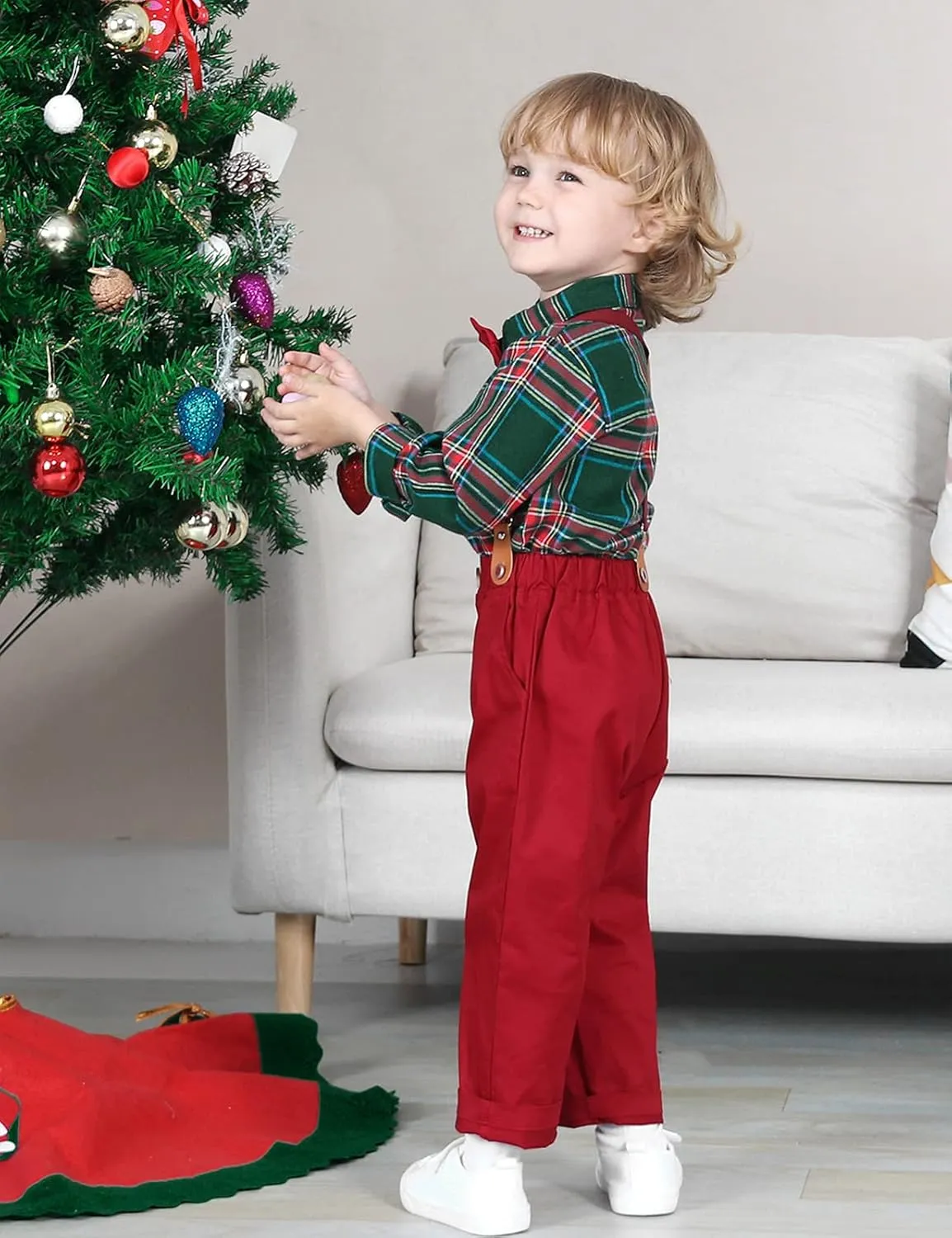 A&J DESIGN Baby Boys Suits Infant Gentleman Formal Wedding Suspenders Outfit with Bowtie