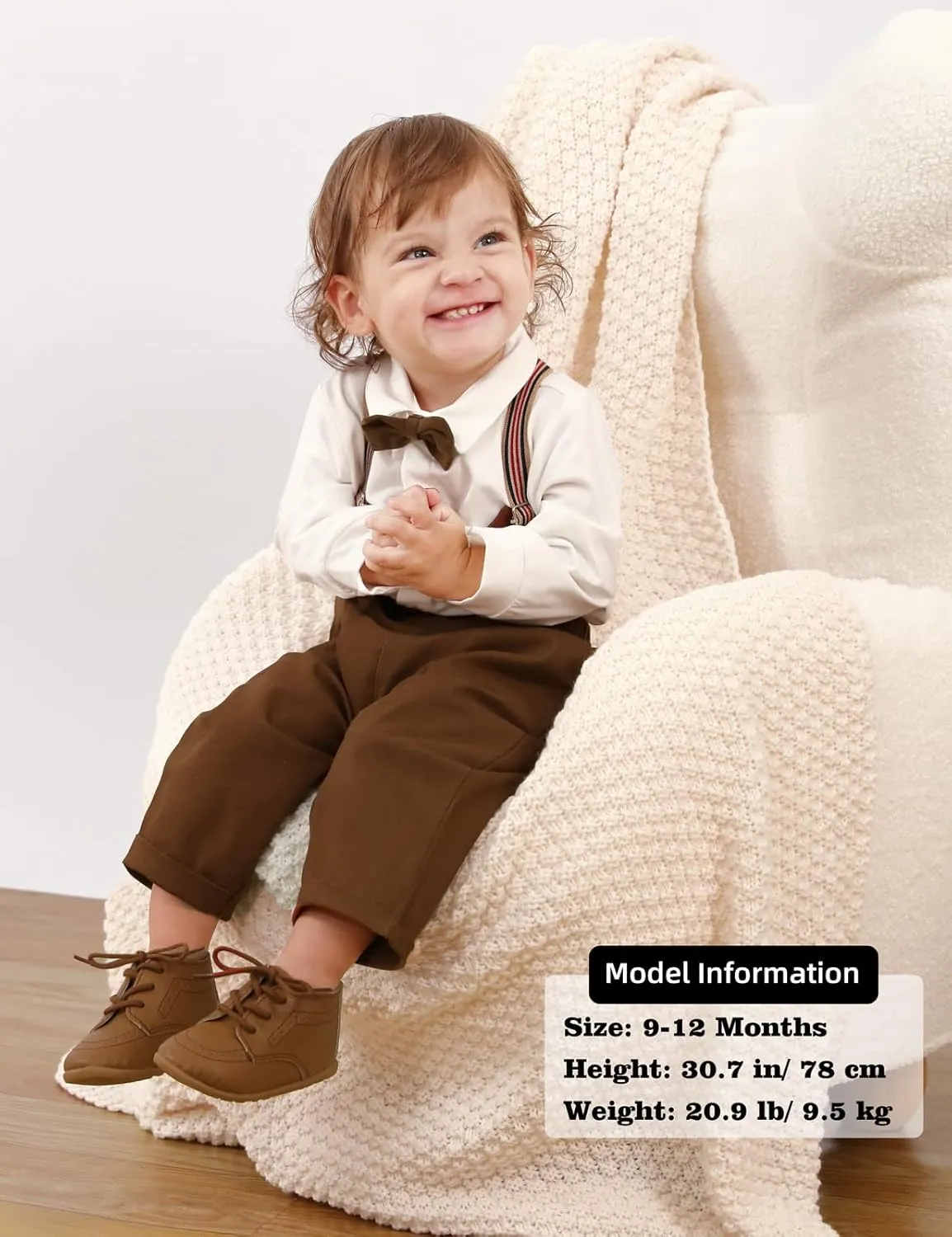 A&J DESIGN Baby Boys Suits Infant Gentleman Formal Wedding Suspenders Outfit with Bowtie