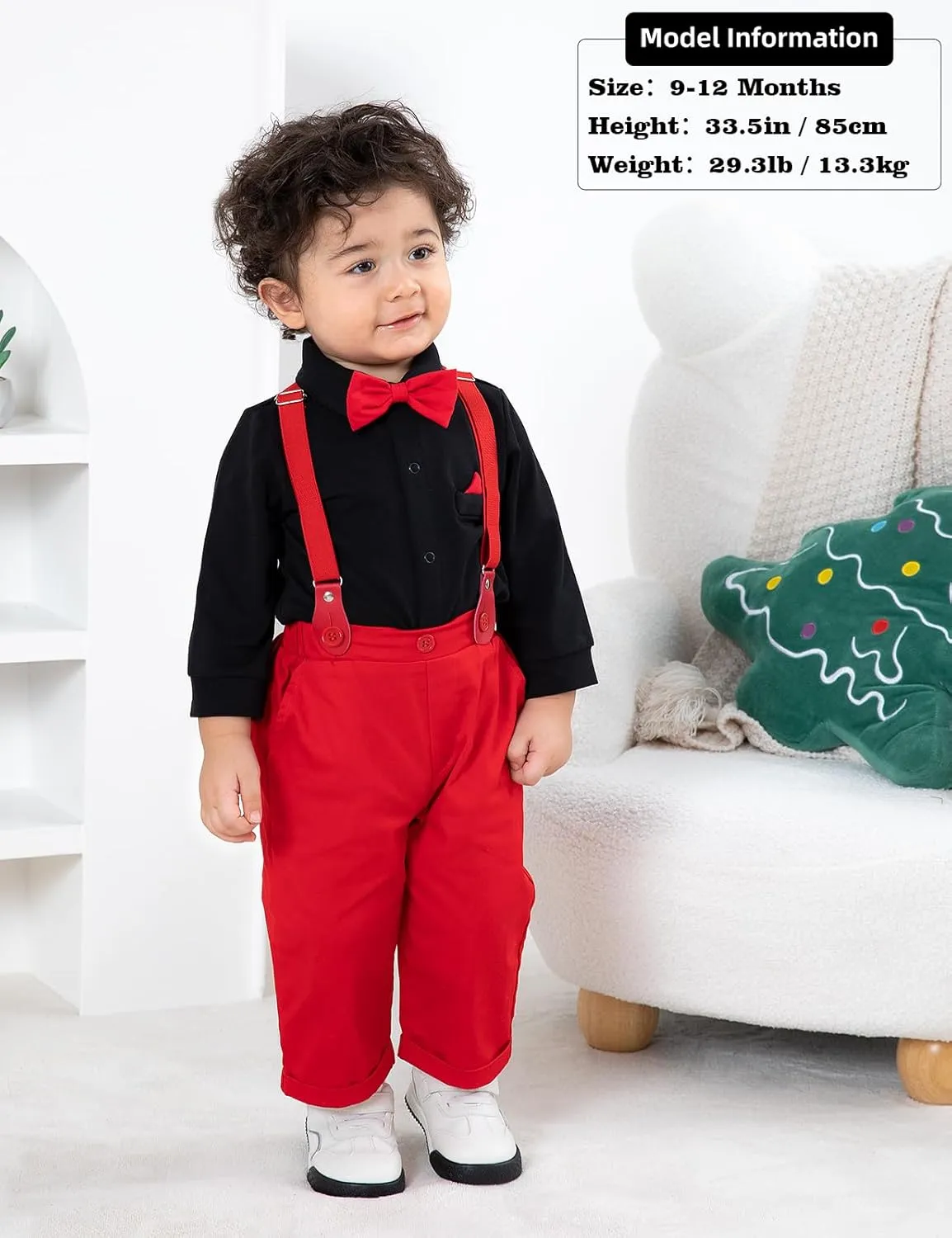 A&J DESIGN Baby Boys Suits Infant Gentleman Formal Wedding Suspenders Outfit with Bowtie