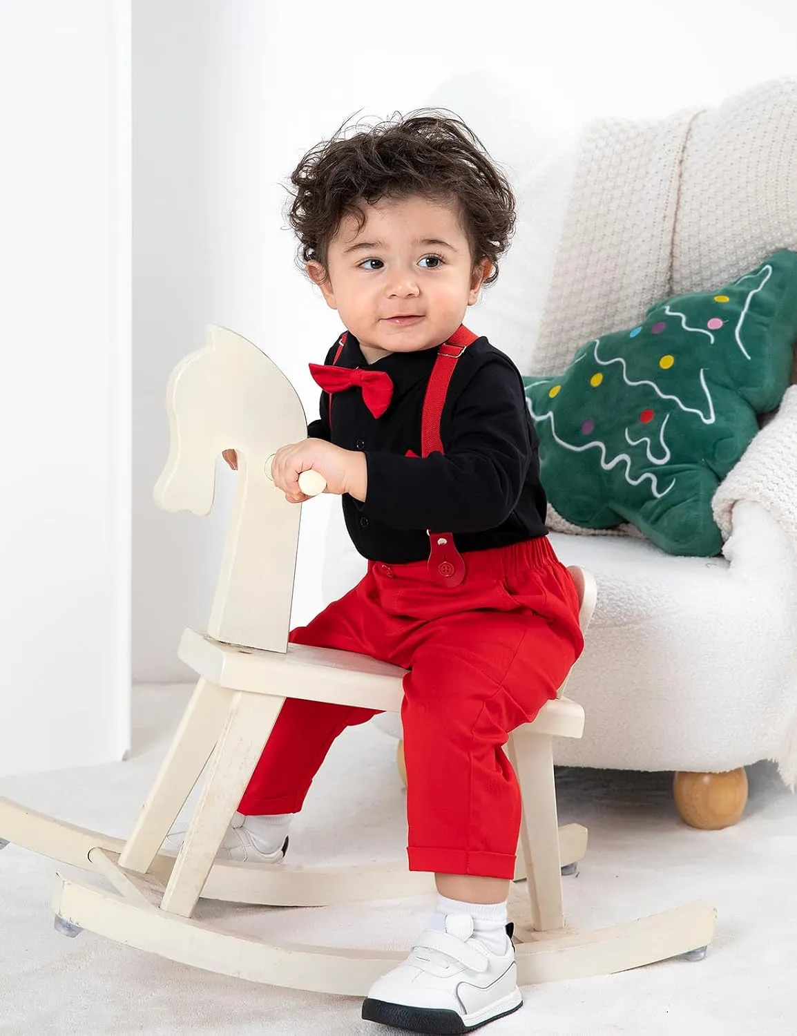 A&J DESIGN Baby Boys Suits Infant Gentleman Formal Wedding Suspenders Outfit with Bowtie