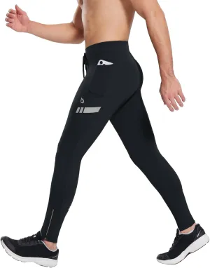 baleaf Men's Winter Running Tights Thermal Cycling Pants Water Resistant Pockets Zipper Legs Cold Weather