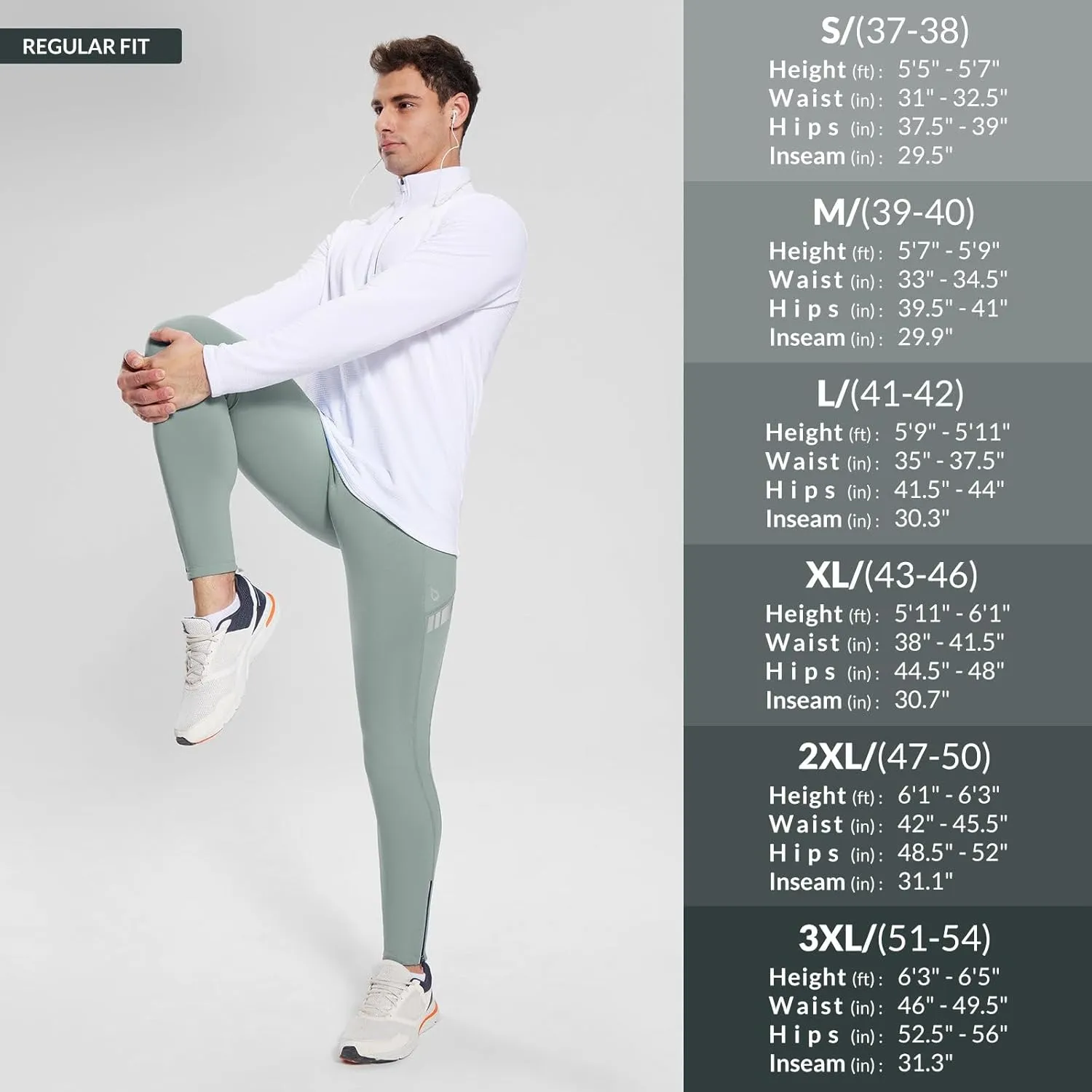 baleaf Men's Winter Running Tights Thermal Cycling Pants Water Resistant Pockets Zipper Legs Cold Weather