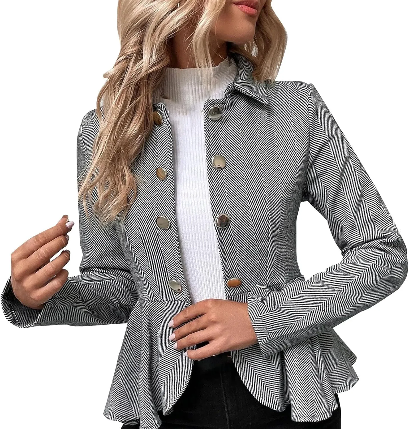 Blazers for Women Business Casual Business Ladies Jacket Buttonn Prtite Trendy Blazer Loose With Pockets Jacket