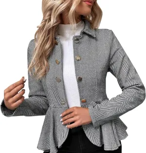 Blazers for Women Business Casual Business Ladies Jacket Buttonn Prtite Trendy Blazer Loose With Pockets Jacket