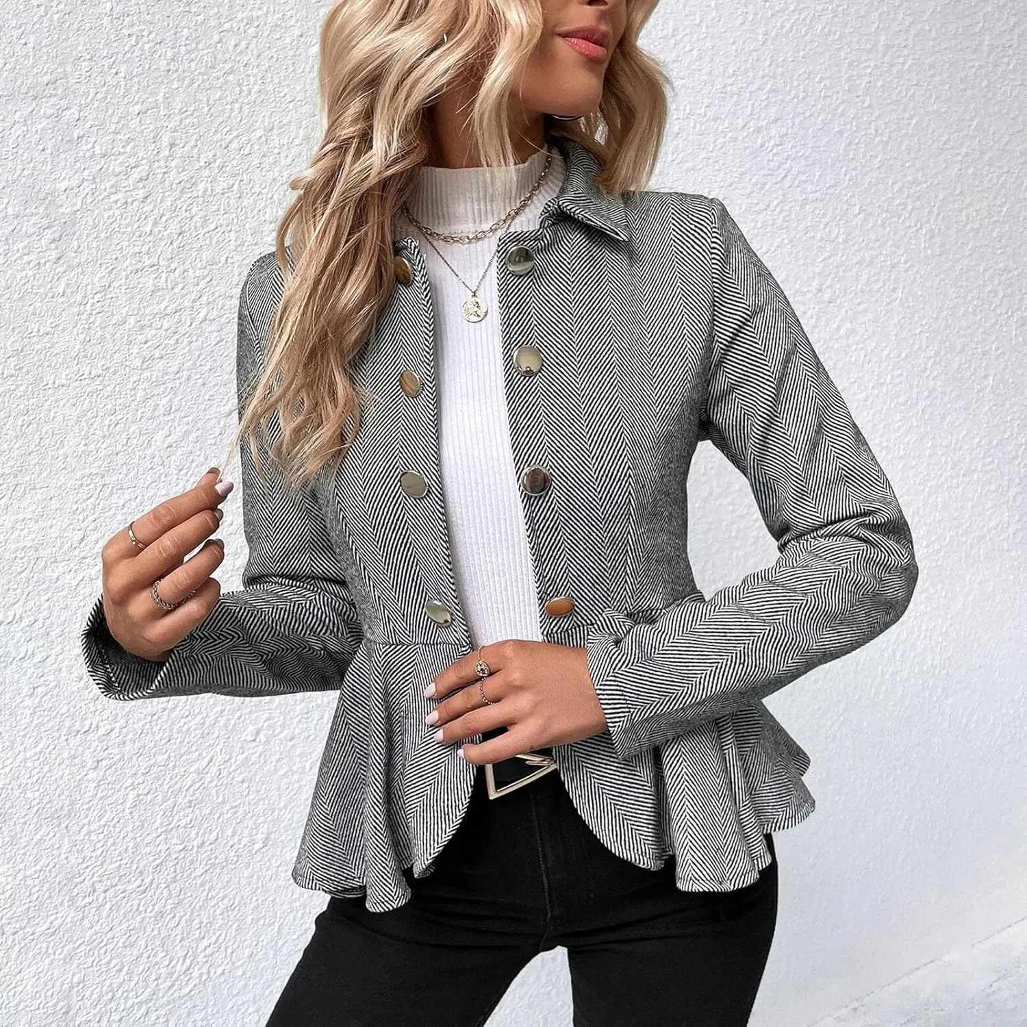 Blazers for Women Business Casual Business Ladies Jacket Buttonn Prtite Trendy Blazer Loose With Pockets Jacket