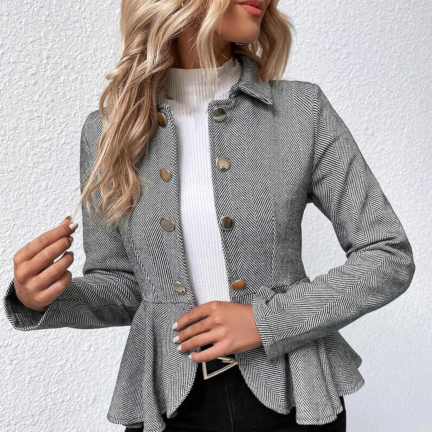 Blazers for Women Business Casual Business Ladies Jacket Buttonn Prtite Trendy Blazer Loose With Pockets Jacket