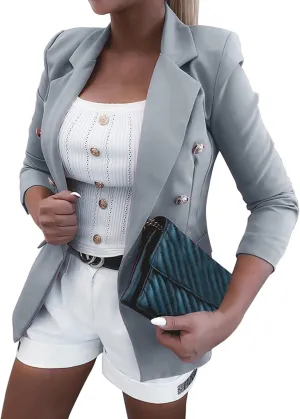 Blazers for Womens Fall Trendy Lapel Long Sleeve Sport Jacket Casual Chest Button Open Front Cardigans 2024 Work Suit