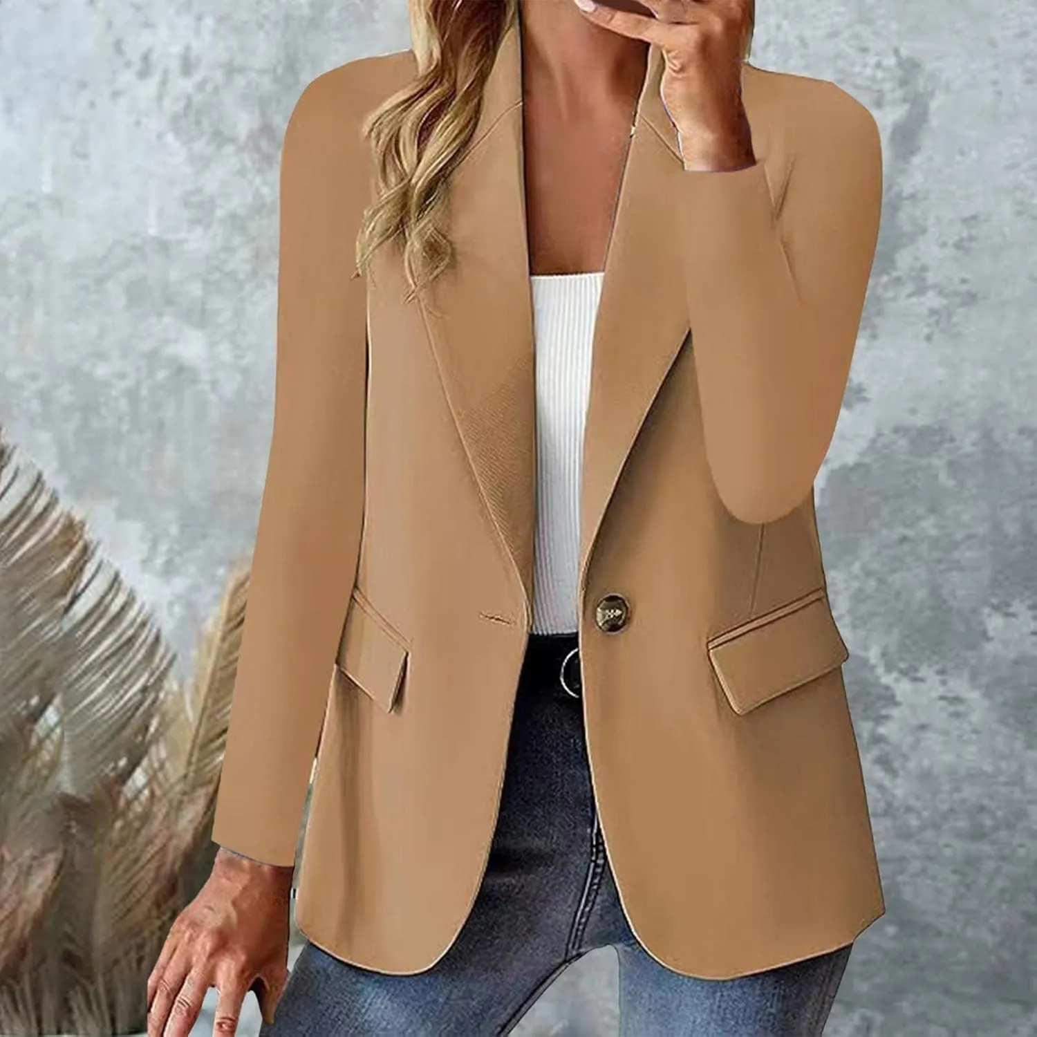 Business Suits for Women 2024 Causal Women's Blazer Short Causal Lightweight Blazers Fitted Herringbone Jackets