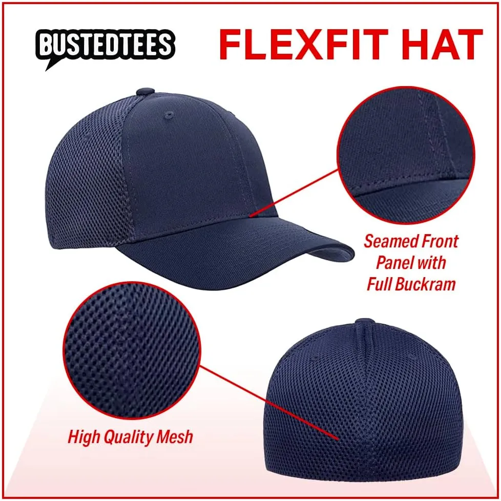 BustedTees Callahan Auto Parts Hat Fitted Flexfit Hats - Casual Wear Baseball Cap for Mens & Womens Ultrafibre Airmesh Mesh