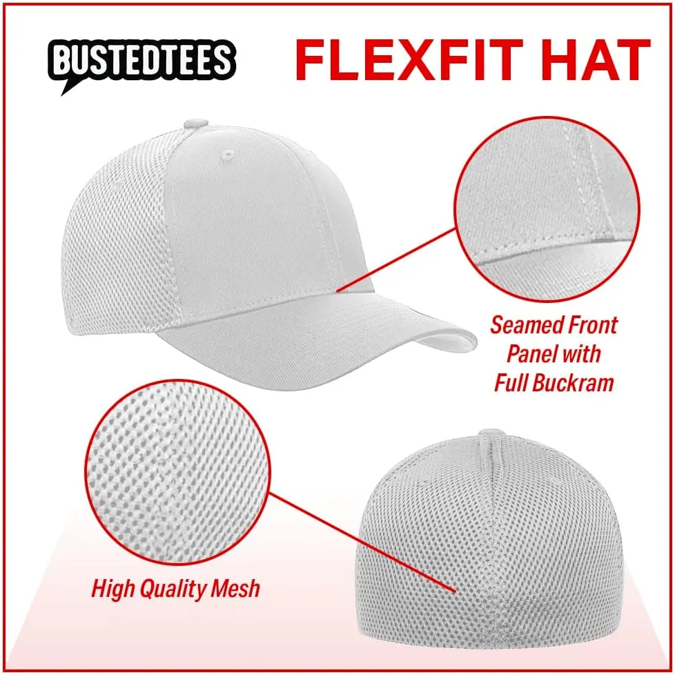 BustedTees Callahan Auto Parts Hat Fitted Flexfit Hats - Casual Wear Baseball Cap for Mens & Womens Ultrafibre Airmesh Mesh