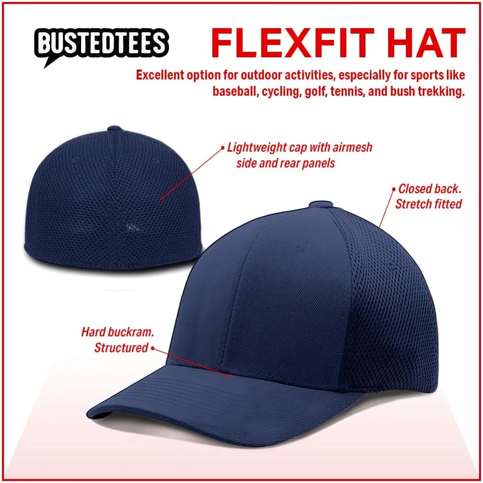 BustedTees Callahan Auto Parts Hat Fitted Flexfit Hats - Casual Wear Baseball Cap for Mens & Womens Ultrafibre Airmesh Mesh
