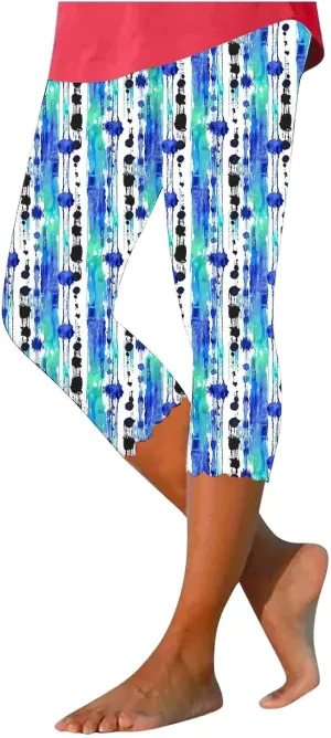 Capri for Women Summer Cropped High Waist Yoga Capris Comfy Stretchy Leggings Casual Knee Length Compression Pants