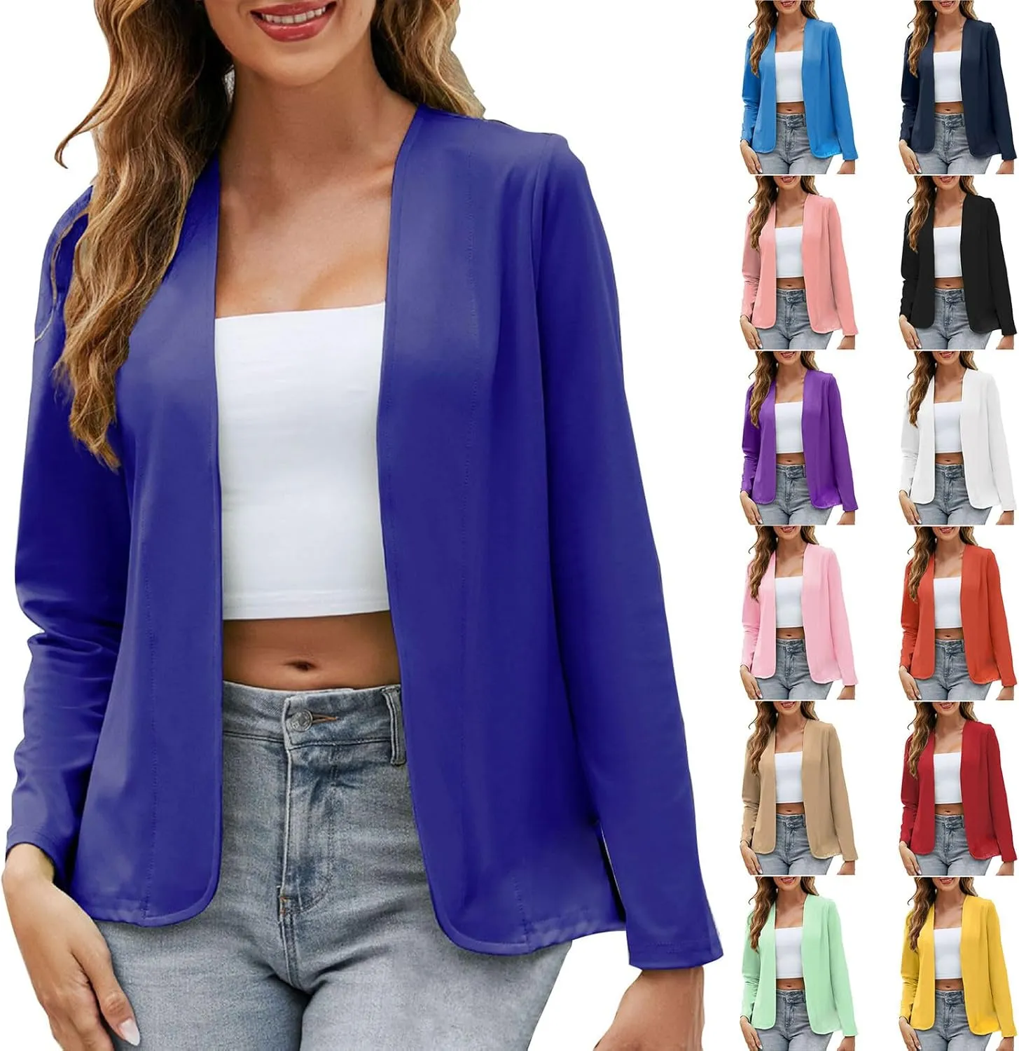 Casual Blazer for Women Lightweight Office Work Suit Jackets Long Sleeve Open Front Cardigan Fashion Outerwear