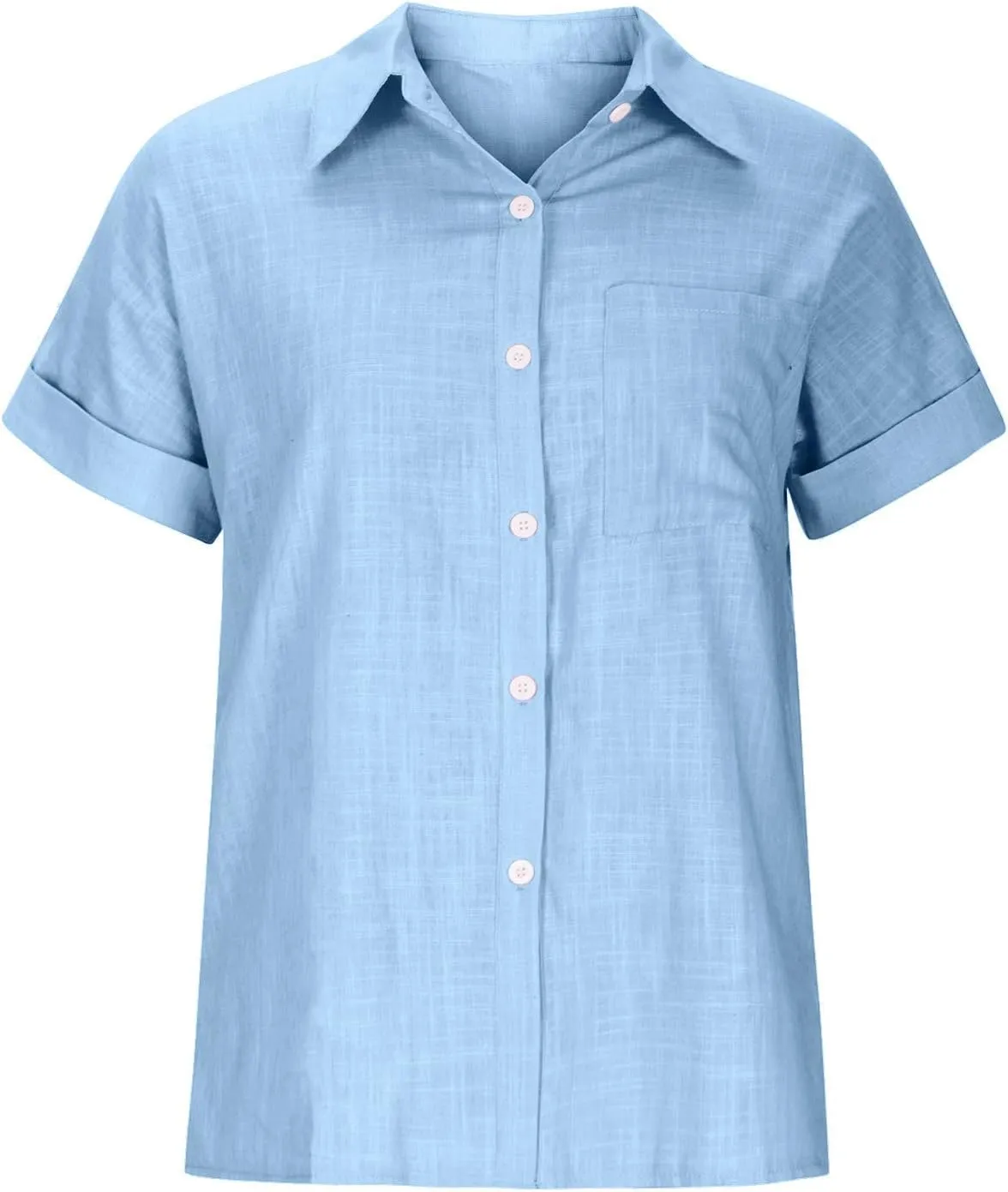 Ceboyel Linen Cotton Blouses for Women Button Down Causal Shirts Solid Color Summer Tops Dressy Work Office Ladies Clothes