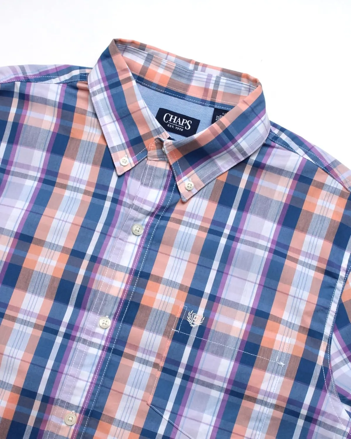 Chaps Men's Long Sleeve Button-Down Shirt - Classic Woven Wrinkle-Resistant Formal Collared Shirt for Men (Sizes: S-XXL)