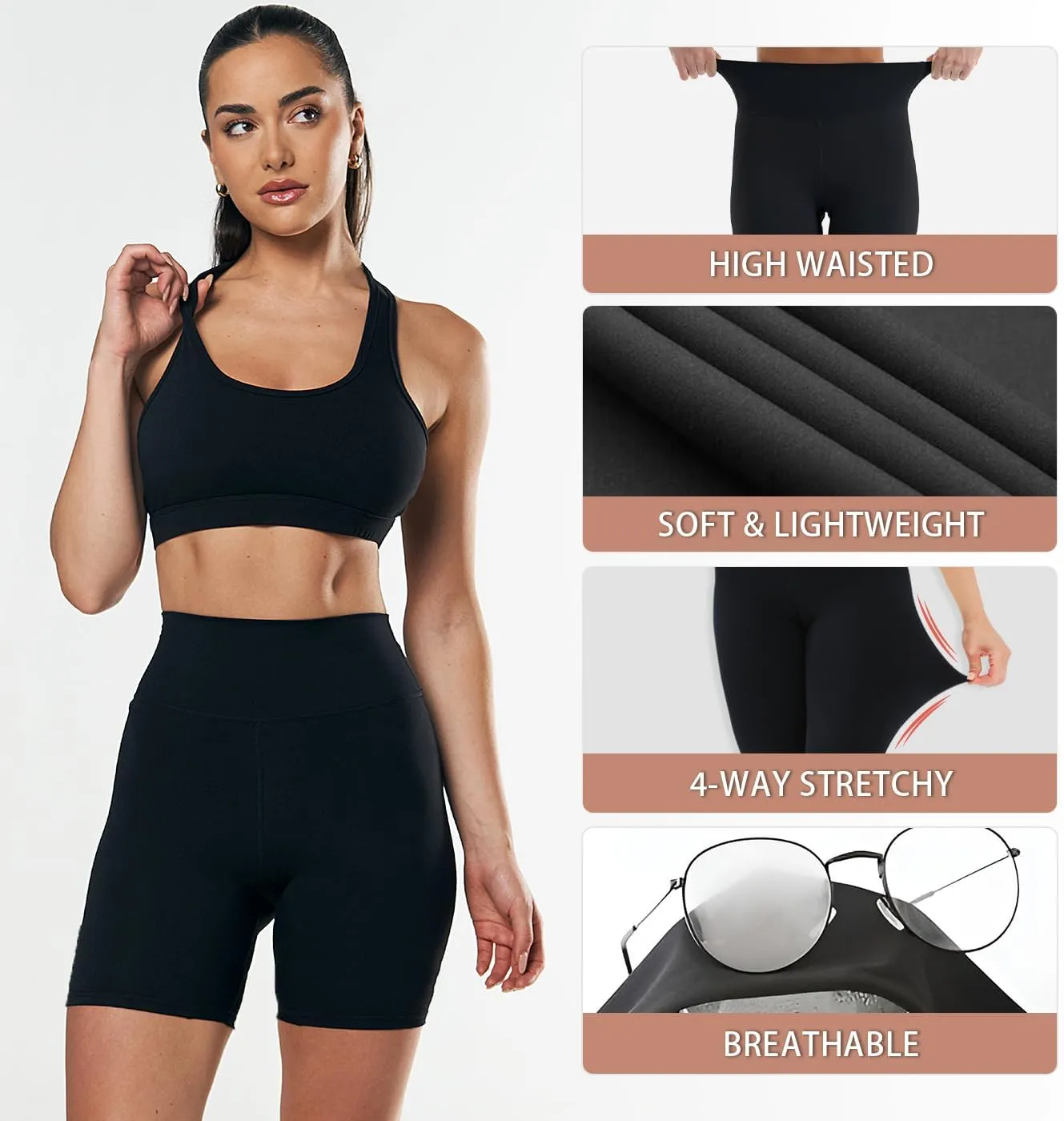 CHARMKING High Waisted Biker Shorts for Women - 5"/8" Tummy Control, Ultra-Comfort for Workouts, Yoga & Daily Wear