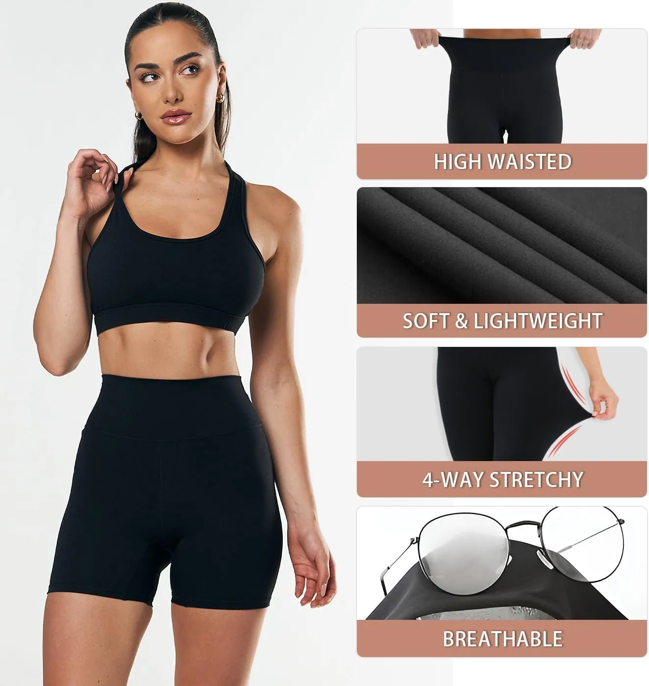 CHARMKING High Waisted Biker Shorts for Women - 5"/8" Tummy Control, Ultra-Comfort for Workouts, Yoga & Daily Wear