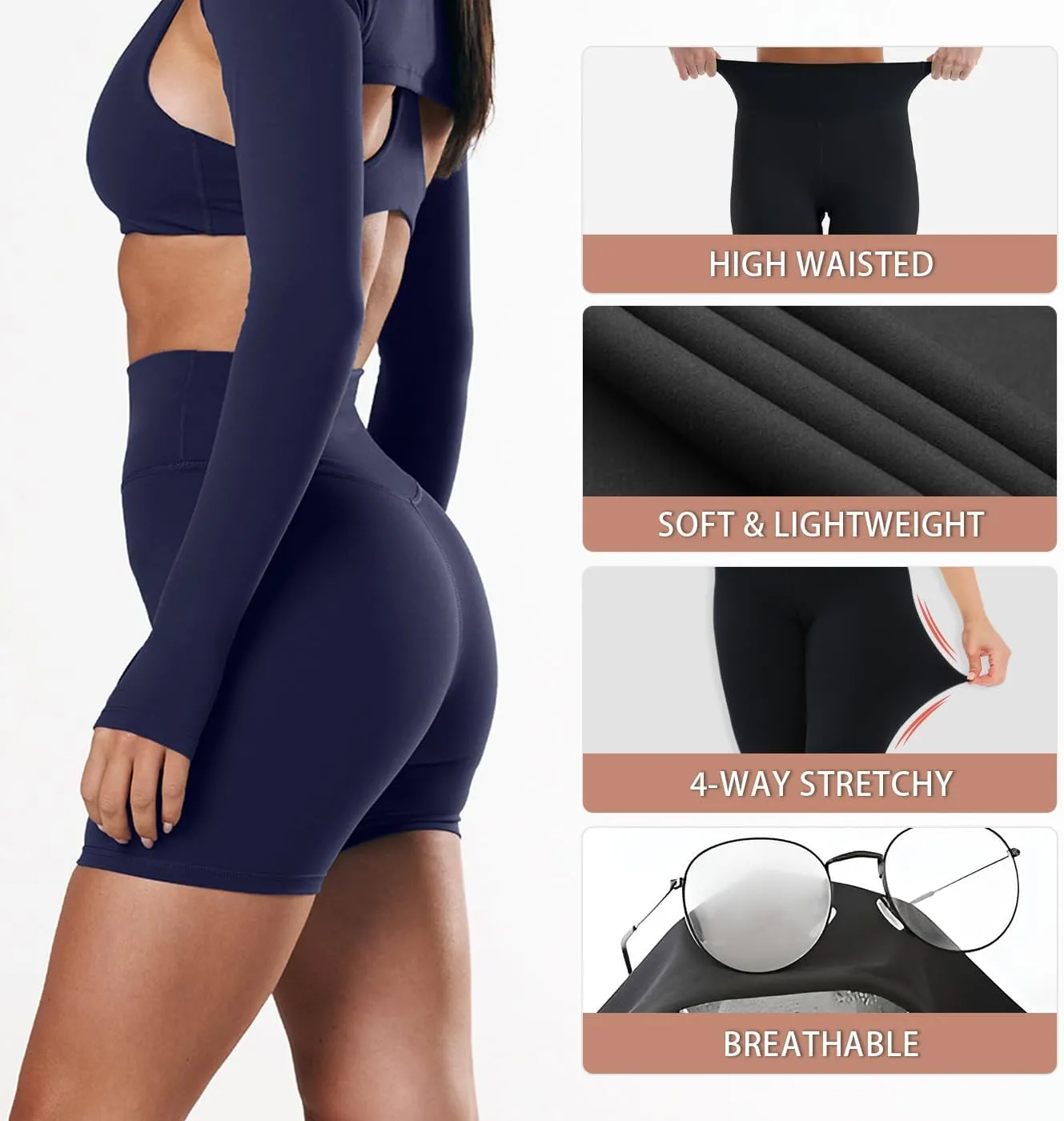 CHARMKING High Waisted Biker Shorts for Women - 5"/8" Tummy Control, Ultra-Comfort for Workouts, Yoga & Daily Wear