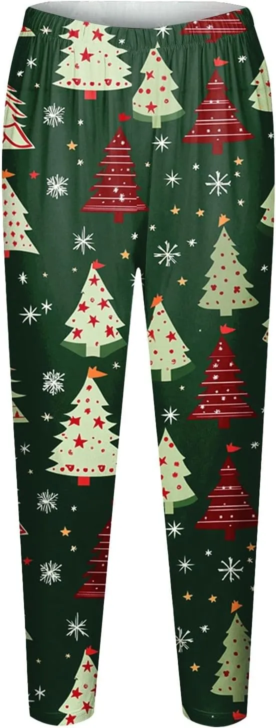 Christmas Leggings for Women 2024 Santa High Waisted Red Green Yoga Pants Plus Size Tummy Control Party Tights