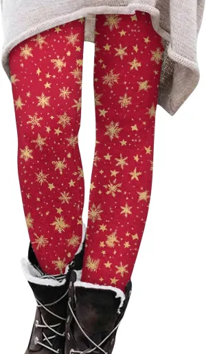 Christmas Leggings for Women Tummy Control Buttery Soft Leggings High Waisted Workout Tights Santa Holiday Pants