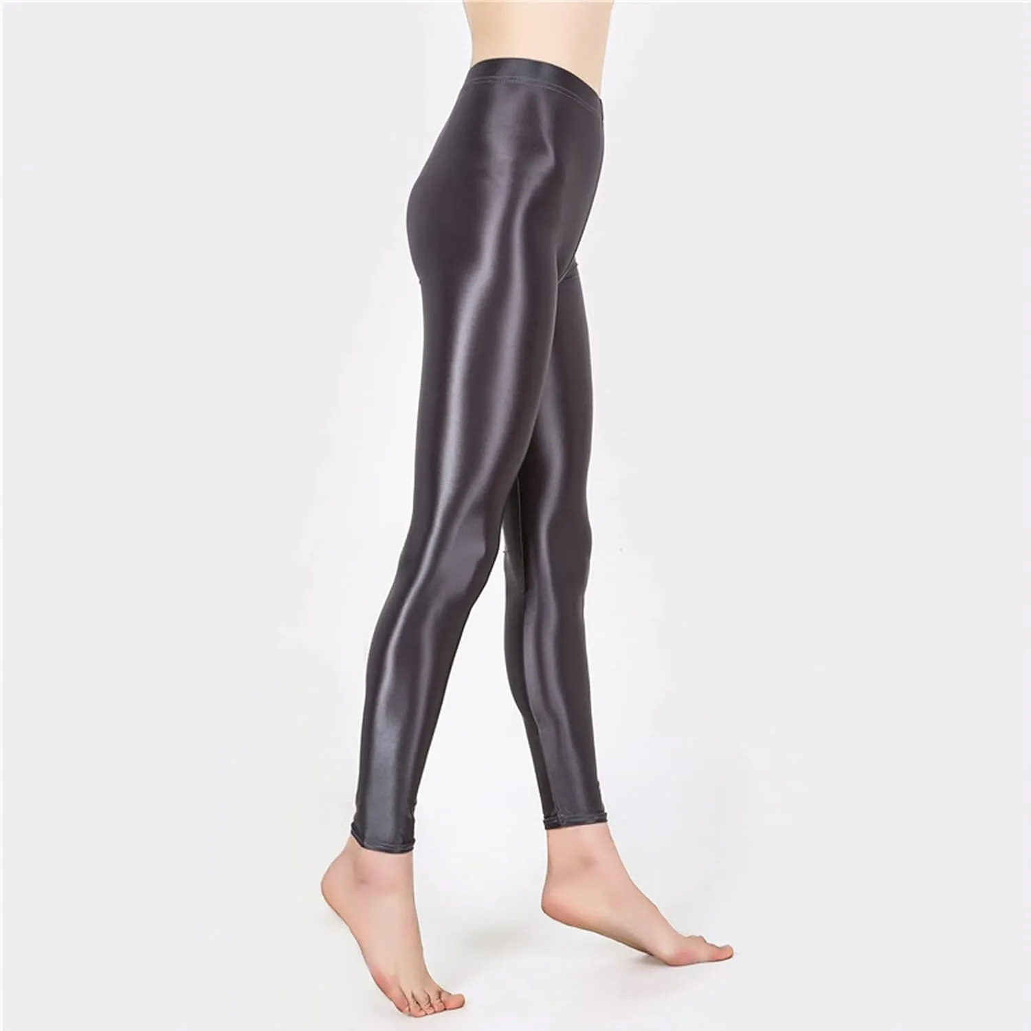 cloudmall Women Sexy Semi Opaque Pantyhose Running Tights Yoga Leggings Oil Shiny Stocking