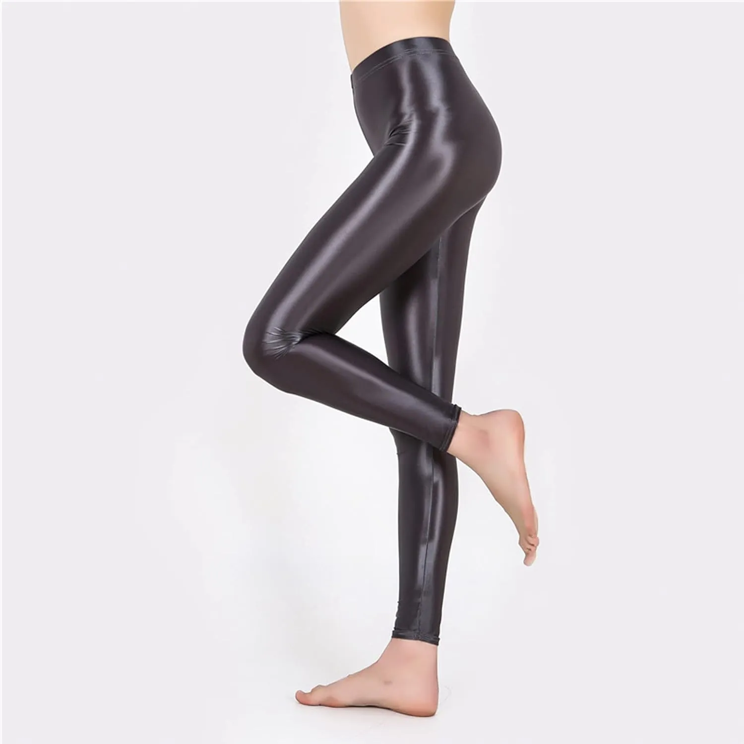 cloudmall Women Sexy Semi Opaque Pantyhose Running Tights Yoga Leggings Oil Shiny Stocking