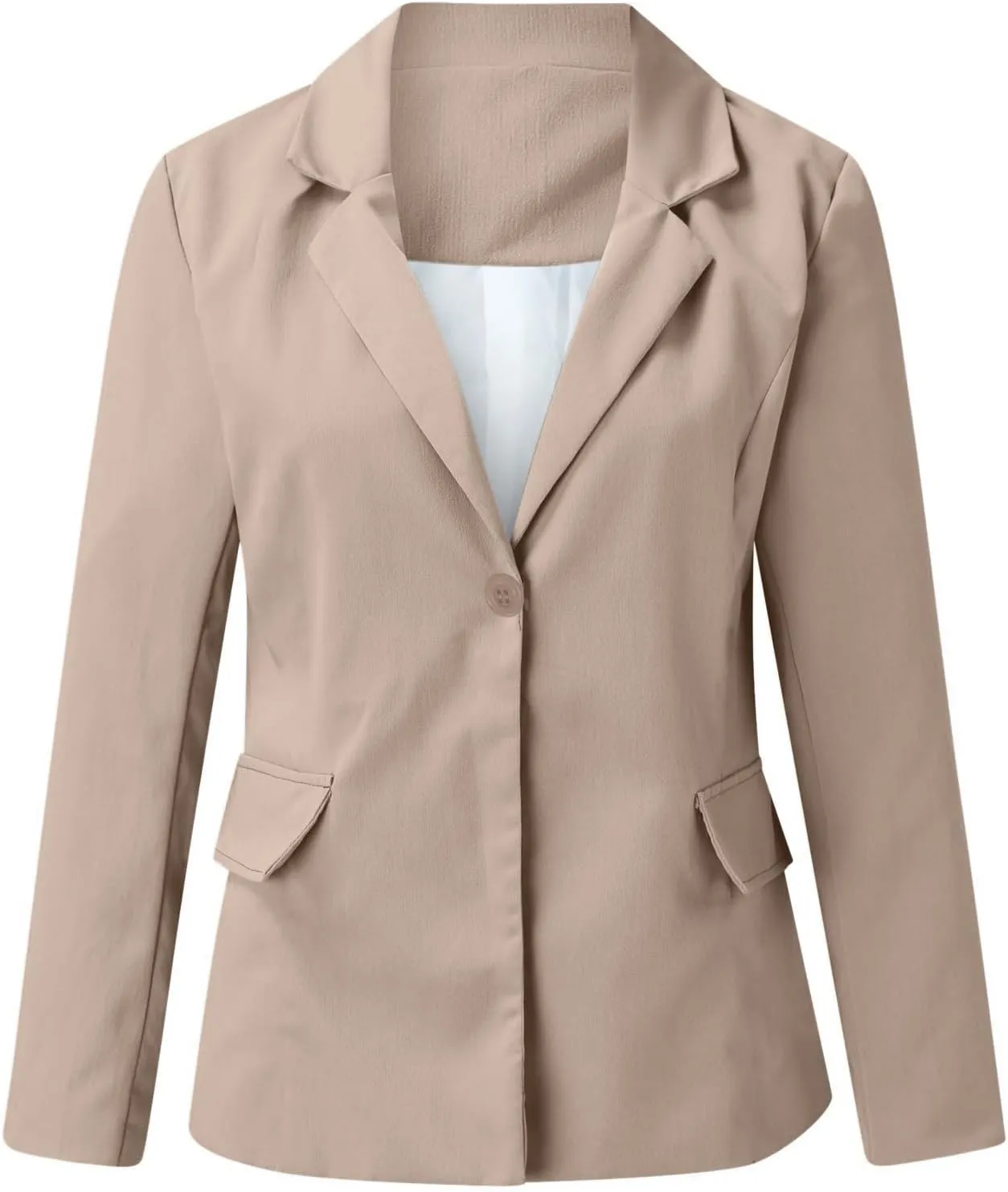 Collarless Blazer Jackets for Women Business Women Tops Open Front Prtite Basic Blazers Soft With Pockets Cardigan