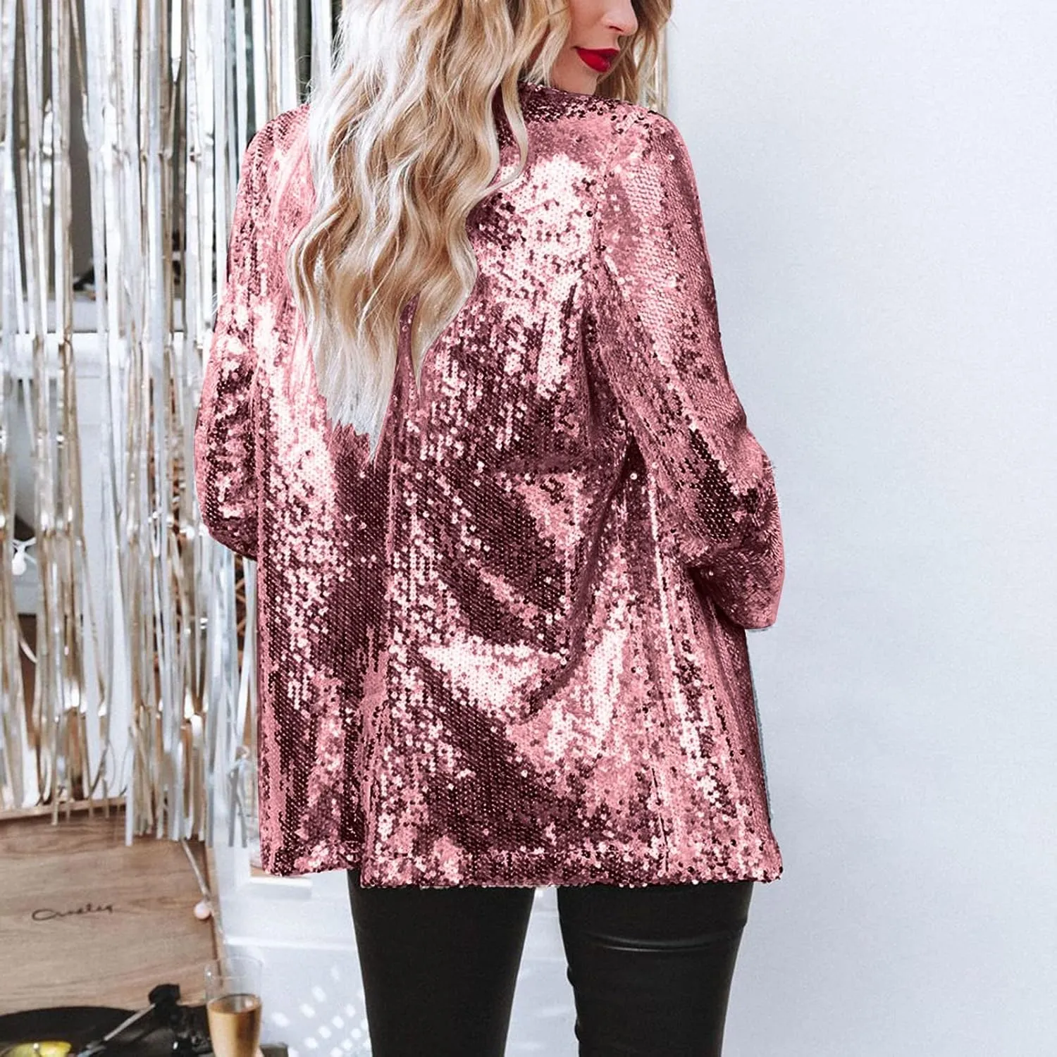 Collarless Blazer Jackets for Women Office Women's Blazers Buttonn Dressy Fall Top Loose Fit Herringbone Blazer