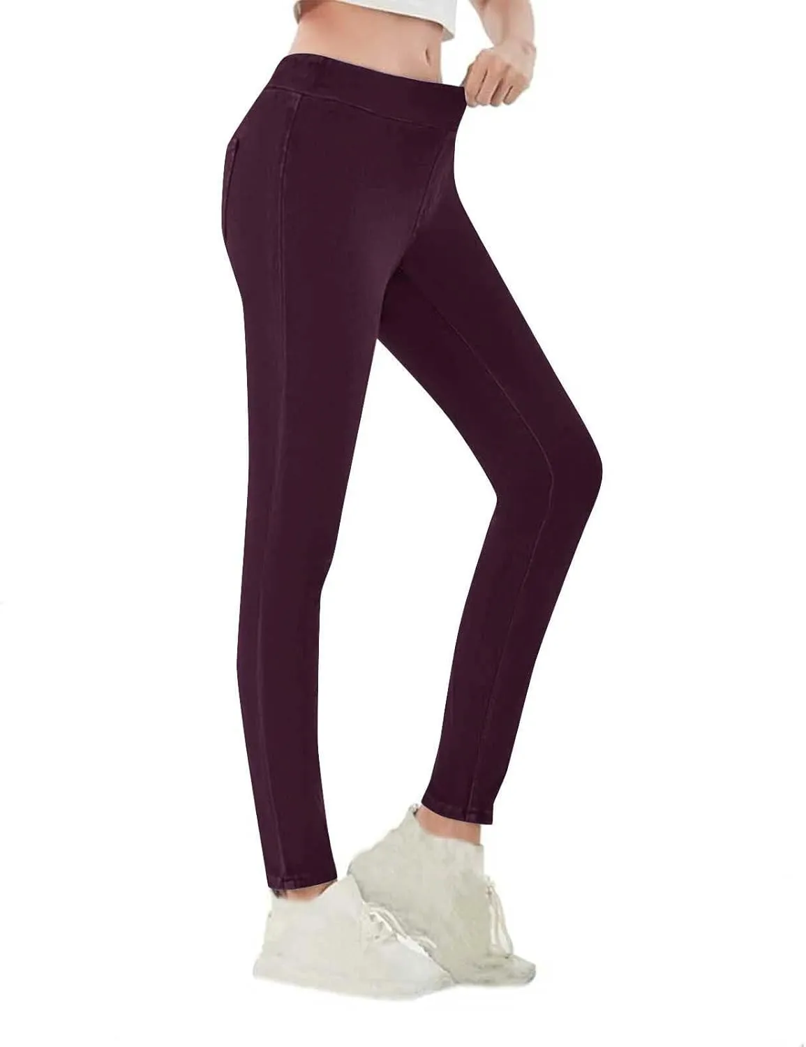Compression Leggings for Women Trendy Jean High Waisted Plus Size Leggings with Pockets Casual Soft Stretchy Pants