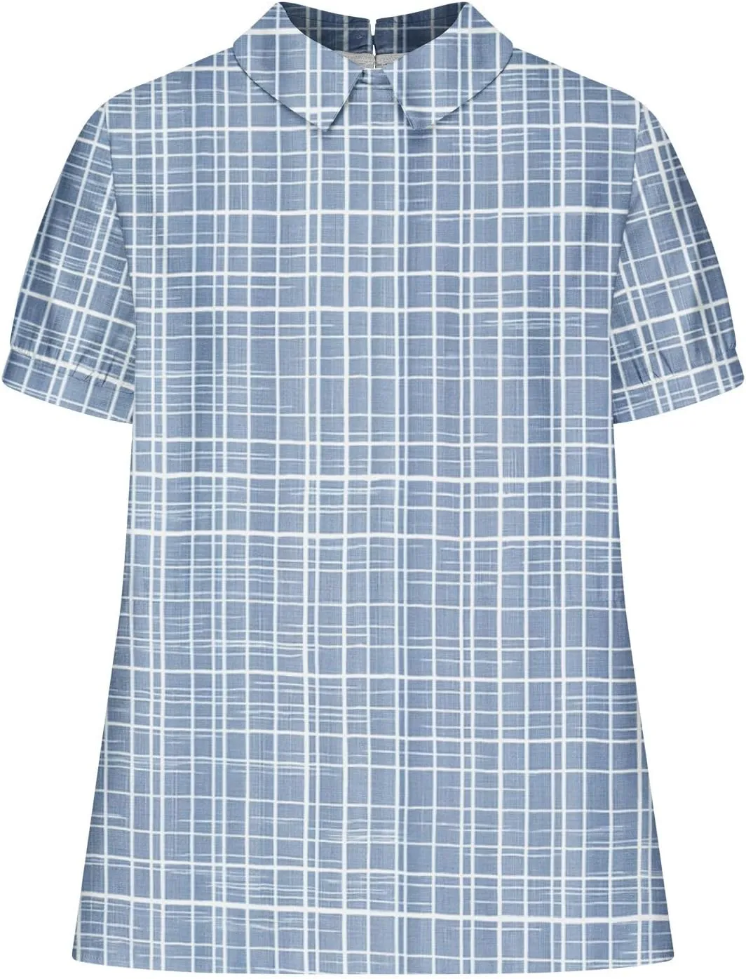 DASAYO Cute Tops for Women Peter Pan Collar Short Sleeve Linen Shirts Plus Size Floral Blouses Dressy Casual Summer Clothes