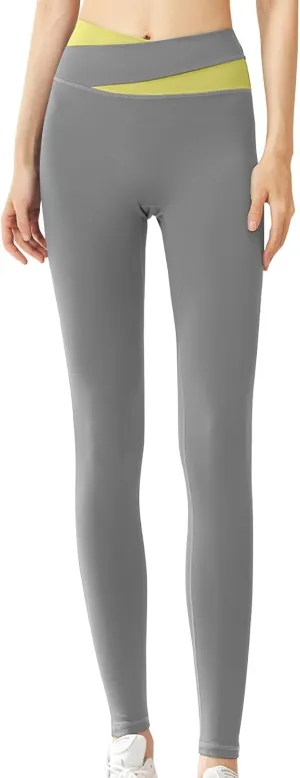 DASAYO Leggings for Women Crossover High Waist Seamless Yoga Pants Tummy Control Butt Lifting Stretchy Gym Workout Pants