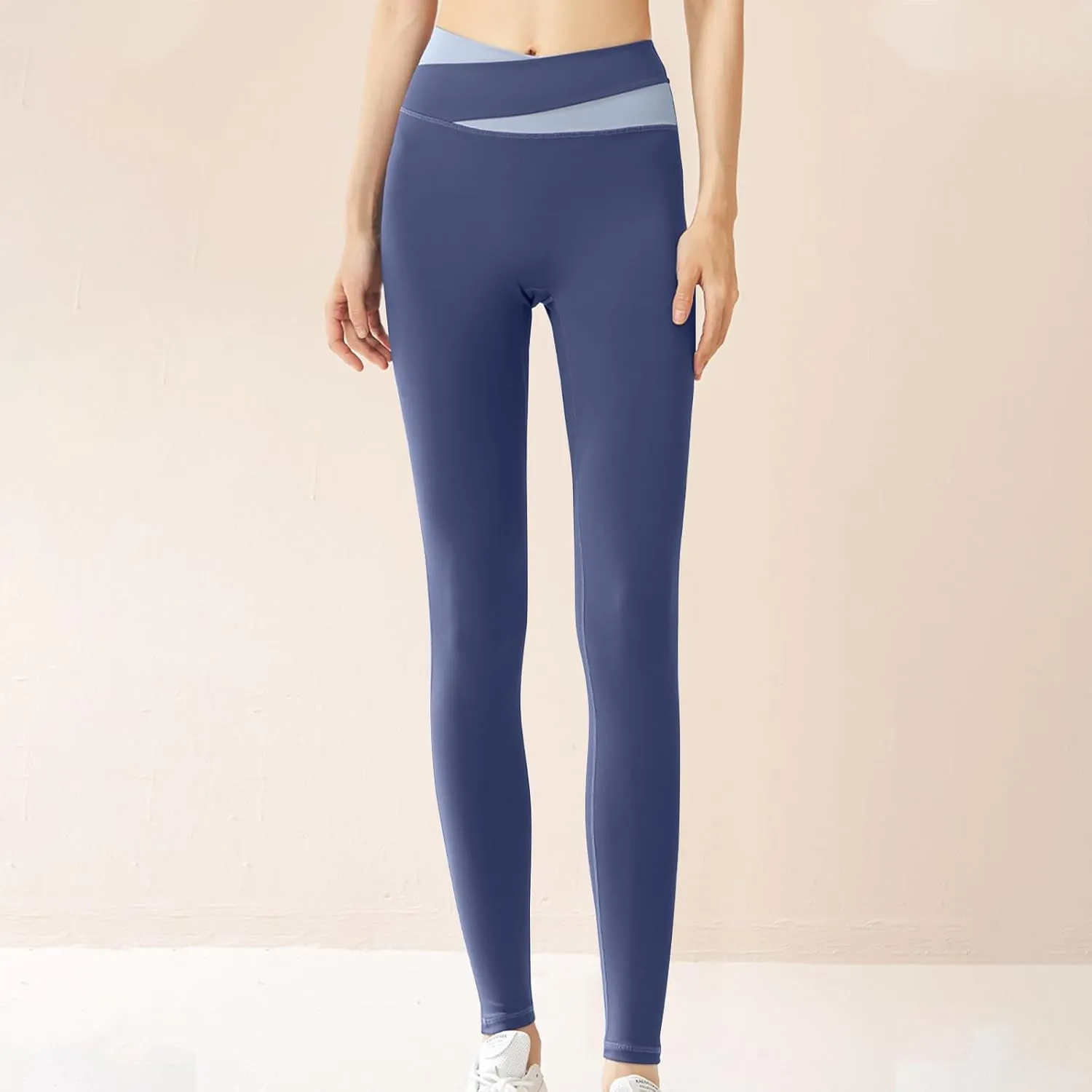 DASAYO Leggings for Women Crossover High Waist Seamless Yoga Pants Tummy Control Butt Lifting Stretchy Gym Workout Pants
