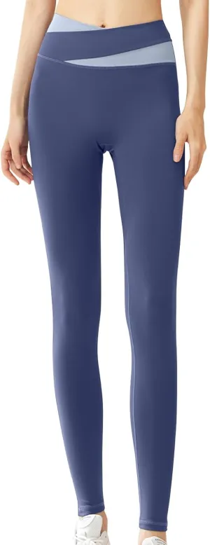 DASAYO Leggings for Women Crossover High Waist Seamless Yoga Pants Tummy Control Butt Lifting Stretchy Gym Workout Pants