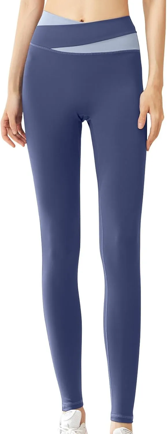 DASAYO Leggings for Women Crossover High Waist Seamless Yoga Pants Tummy Control Butt Lifting Stretchy Gym Workout Pants
