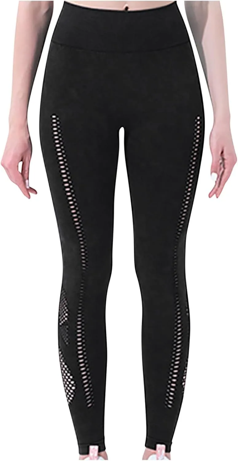 DASAYO Leggings for Women Trendy High Waist Tummy Control Stretchy Yoga Pants Breathable Active Gym Workout Track Pants